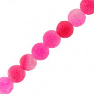 Naturstein Perlen 6mm Achat crackle Pink fuchsia frosted